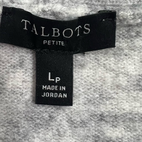 Talbots women sweater v neck Large Petite buttons long sleeves gray blue - Picture 2 of 5